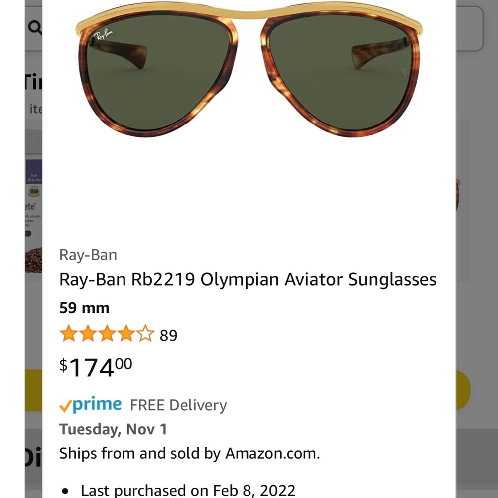 Ray Ban Olympian tortoise shell aviator sunglasses